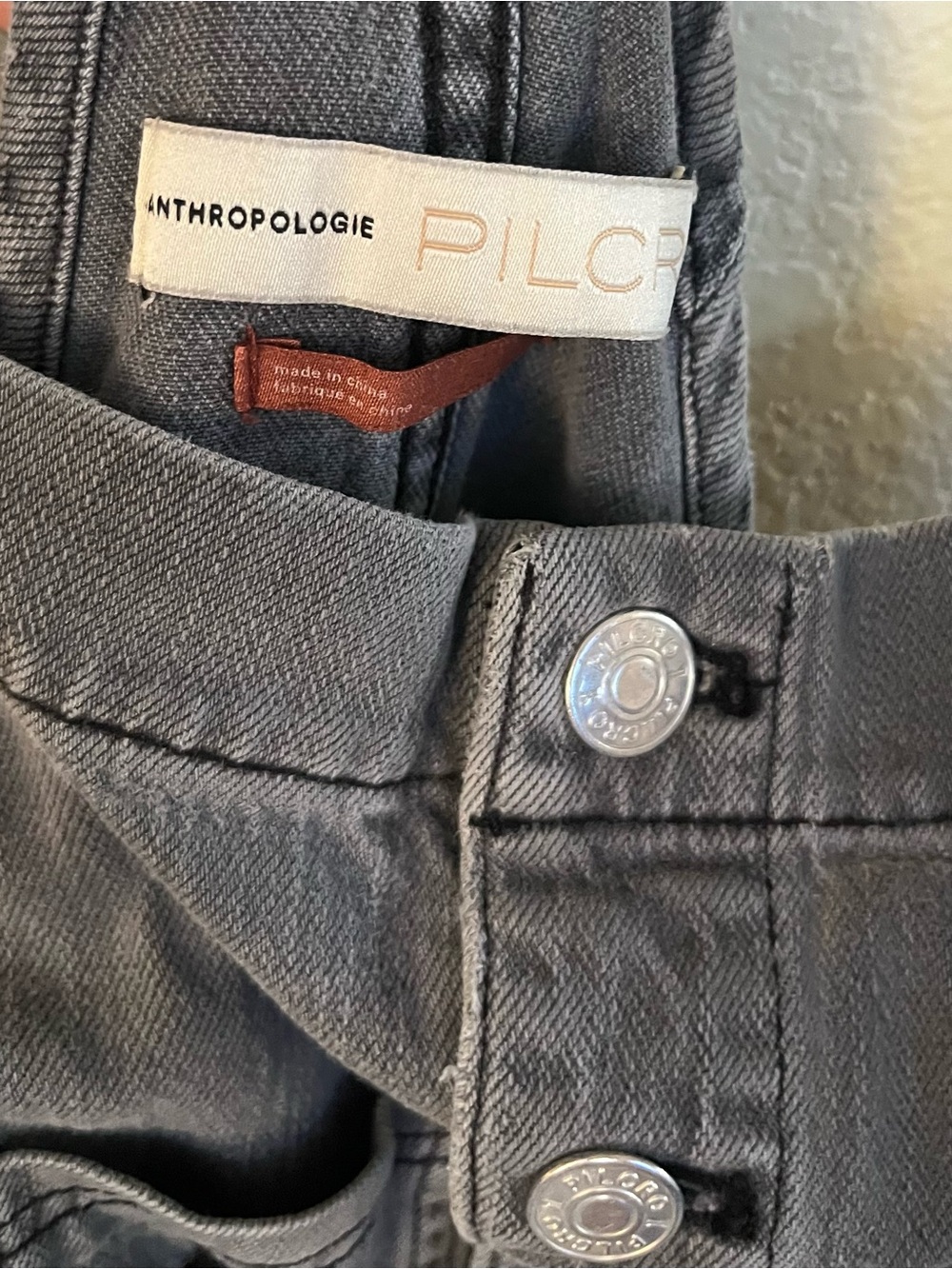 Anthropologie Charcoal Gray Denim Overalls with Button-Front Bib - Picture 5 of 5
